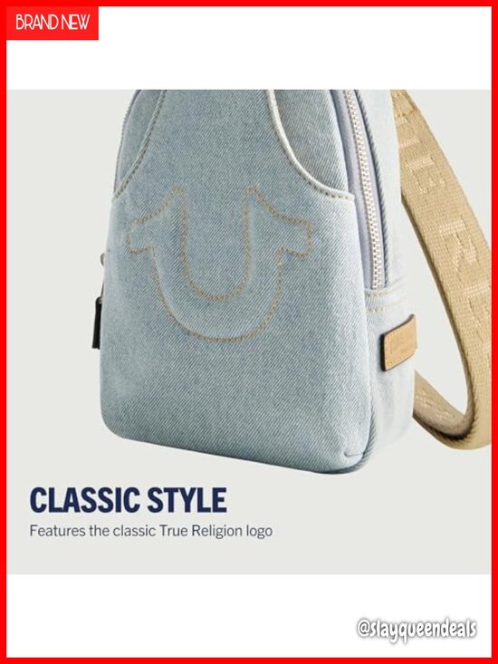 True Religion Denim Sling Bag - Adjustable Crossbody Strap Travel Backpack main image 6